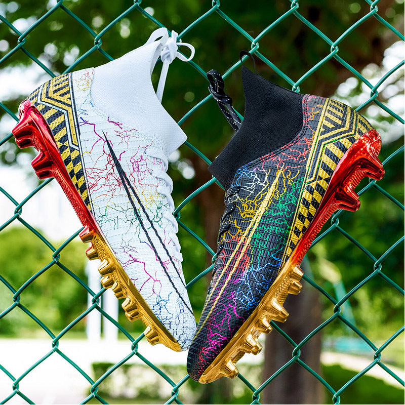 High-top Soccer Shoes Gold Plated Bottom Training Shoes Middle School Student Artificial Grass Sneaker Male null