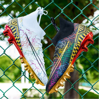 High-top Soccer Shoes Gold Plated Bottom Training Shoes Middle School Student Artificial Grass Sneaker Male null