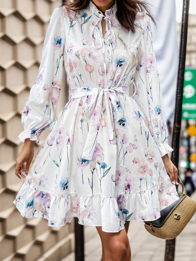 European And American New Floral Print Long Sleeve Dress null
