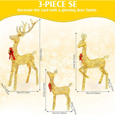 Golden Christmas Reindeer Set - 3-Piece Holiday Decoration null