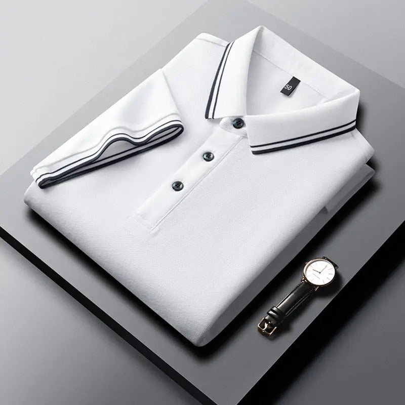 Summer Lapel Mercerized Cotton T-shirt Loose Breathable null