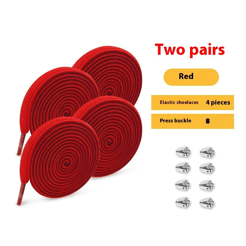 Shoelace For Lazy People Lace-free Rope Elastic Children's Flat Buckle Tie-free White Shoes Men's And Women's Fixed White null