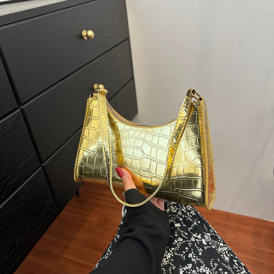 Embossed Underarm Stone Pattern Candy Color Shoulder Bag null