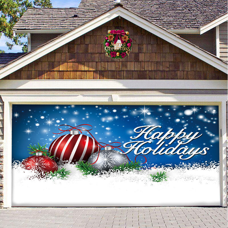 Christmas Background Hanging Cloth Garage Door Patch Holiday Party null