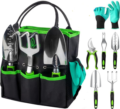 Heavy Duty Garden Tools 9Pieces Set - Rust Proof, Ergonomic Gardening Hand Tools Garden Gifts For Mom And Dad Shoppers Synchrony