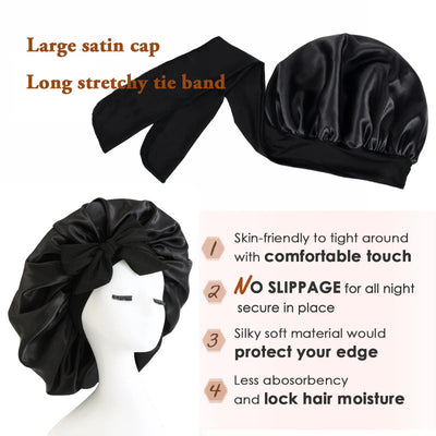 New Silk Bonnet For Sleeping Women Satin Bonnet Hair Bonnet Night Sleep Cap Scarf Wrap For Curly Hair With Tie Band For Curly Hair null