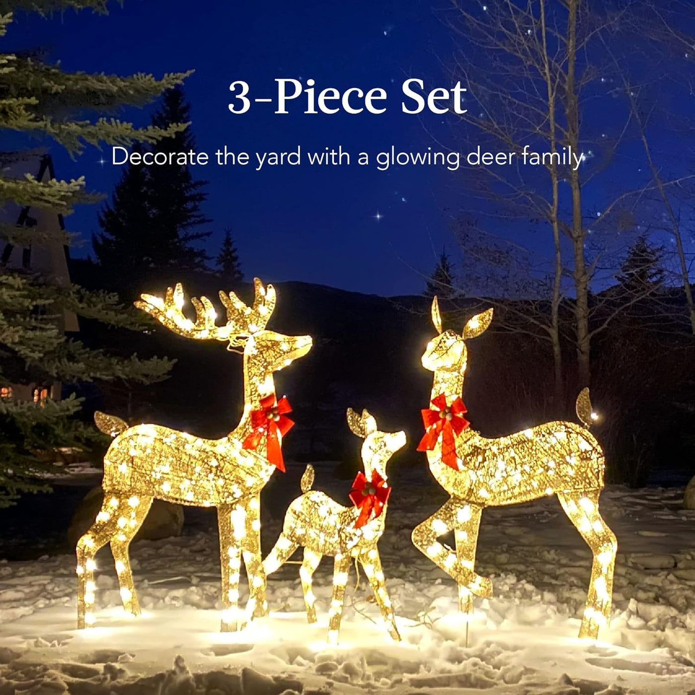 Golden Christmas Reindeer Set - 3-Piece Holiday Decoration null