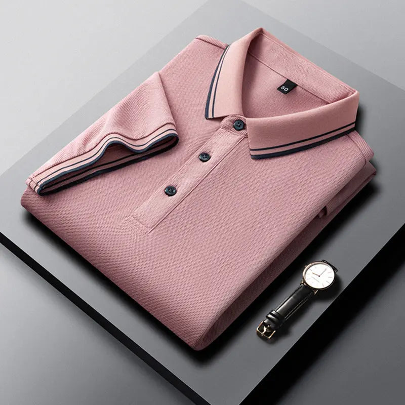 Summer Lapel Mercerized Cotton T-shirt Loose Breathable null