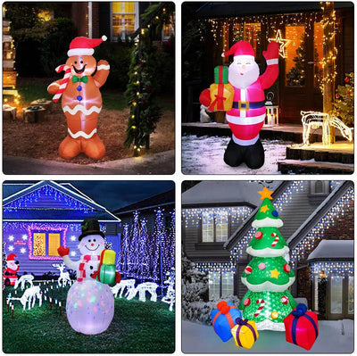 Christmas LED Lights Glowing Santa Tree Snowman Inflatable Doll Outdoor Yard Garden Decor null