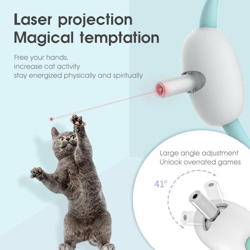 Automatic Cat Toy Smart Laser Teasing Cat Collar Electric USB Charging Kitten Amusing Toys Interactive Training Pet Items null