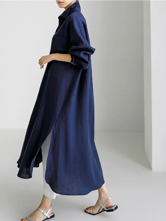 Women's Cardigan Cotton And Linen Half Sleeve Dress Women null