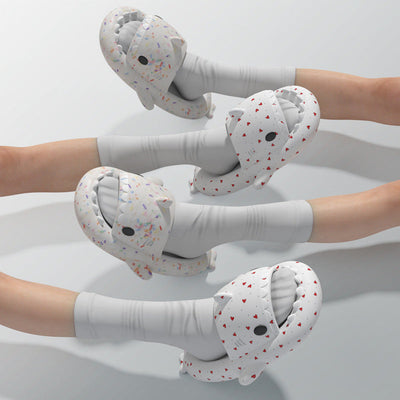 Lovers Shark Slippers Heart Print Shoes Women Men null