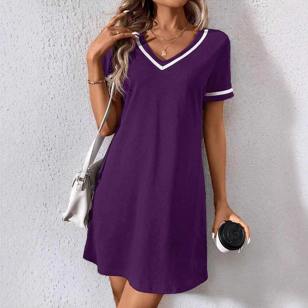 Women's Dress Black V-neck Casual Short Sleeve Dress null