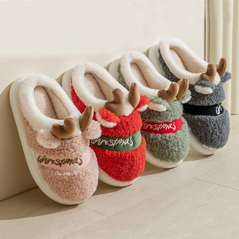 Christmas Shoes Winter Home Slippers Elk Soft Cozy Bedroom Slipper Slip On House Shoes null