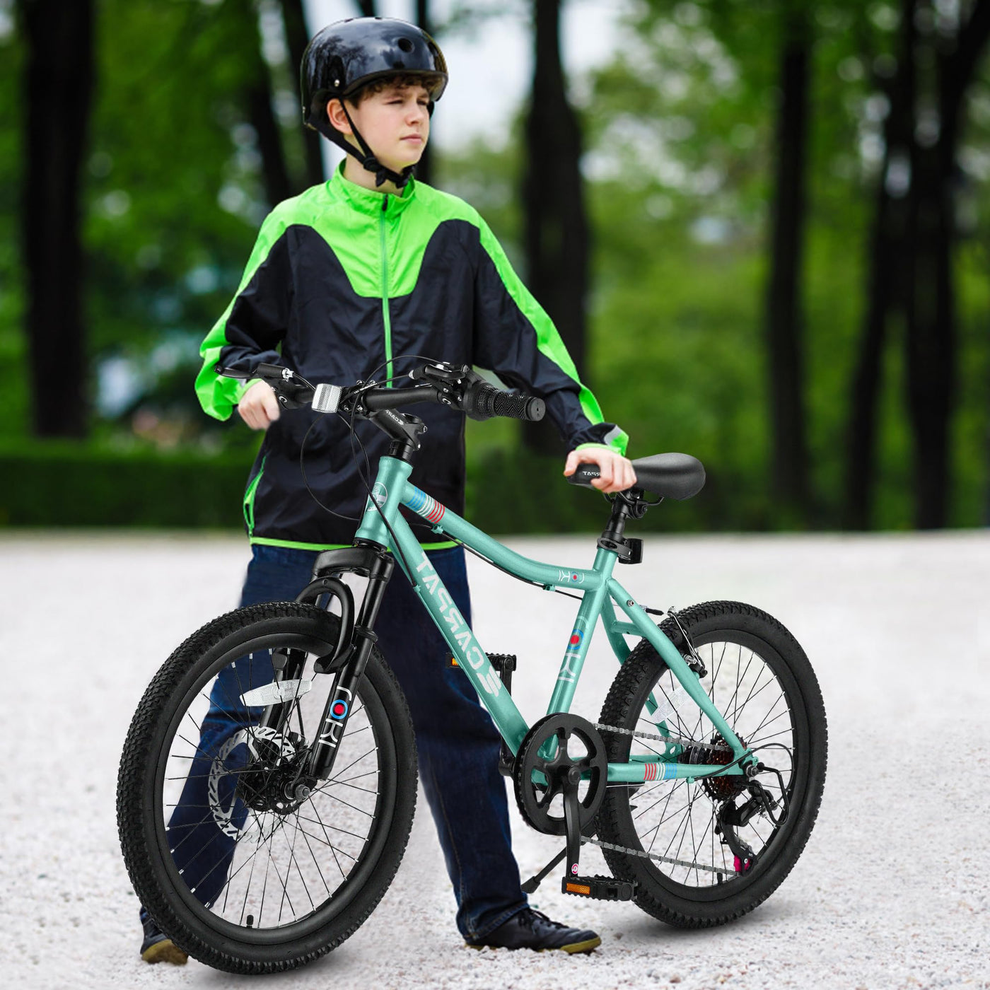 S20101 20 Inch Kids' Bike, Boys Girls Mountain Bike Ages 6-12, 7 Speed Teenager Children Kids' Bicycles, Front Suspension Disc Brake Rear V-Brake, High Steel Frame null