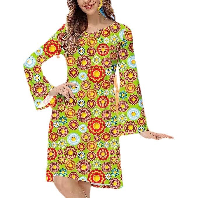 Vintage Hippie Clothing Print Women Dress Shoppers Synchrony