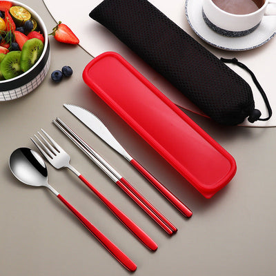 304 Dinnerware Set Flatware Kitchen Accessories Camping Travel Sets Gold Knife Fork Spoon Portable Cutlery Sets With Case null