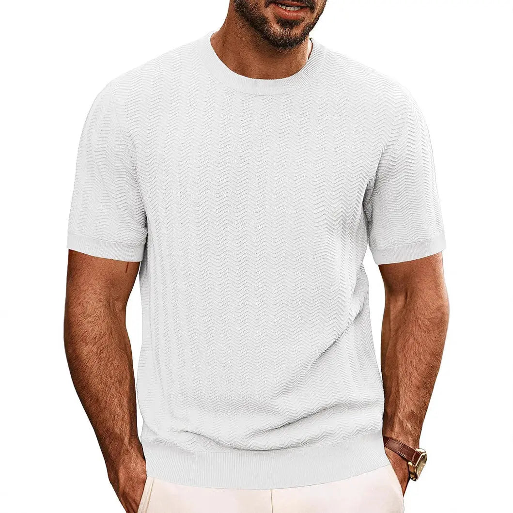 Men's Summer Hollow Breathable Sweater Solid Color T-shirt null