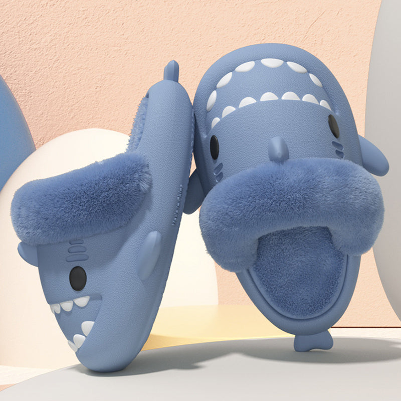 Winter Shark Slippers Detachable Warm Fuzzy Slippers Bedroom House Shoes Women null