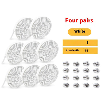 Shoelace For Lazy People Lace-free Rope Elastic Children's Flat Buckle Tie-free White Shoes Men's And Women's Fixed White null