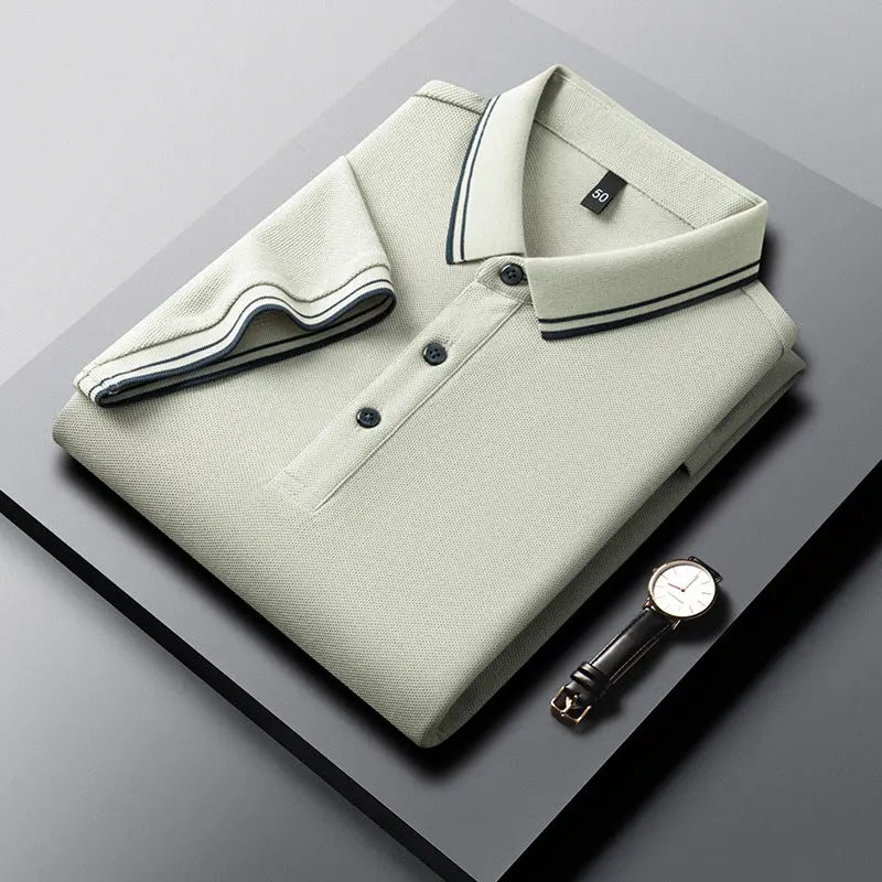 Summer Lapel Mercerized Cotton T-shirt Loose Breathable null