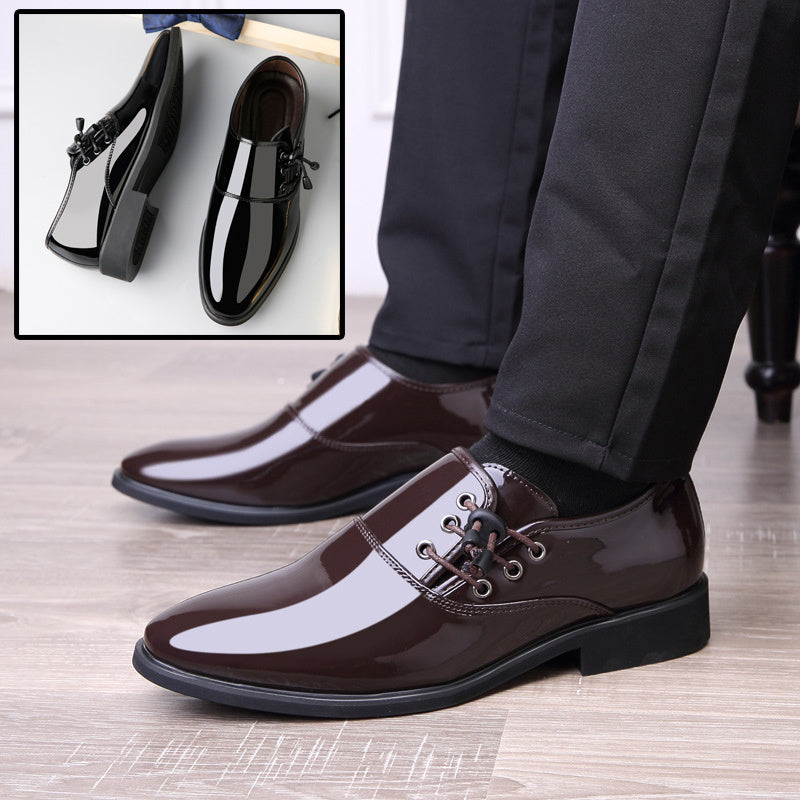 Trending Italian Patent Leather Shoes For Men Business Shoe Lace Up Oxfords Plus Size Male Wedding Party Shoes Men Black Leather null
