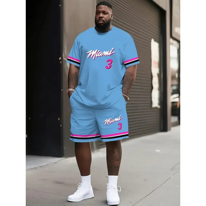 Men's Creative Casual 3d Printed T-shirt Shorts Two-piece Suit null