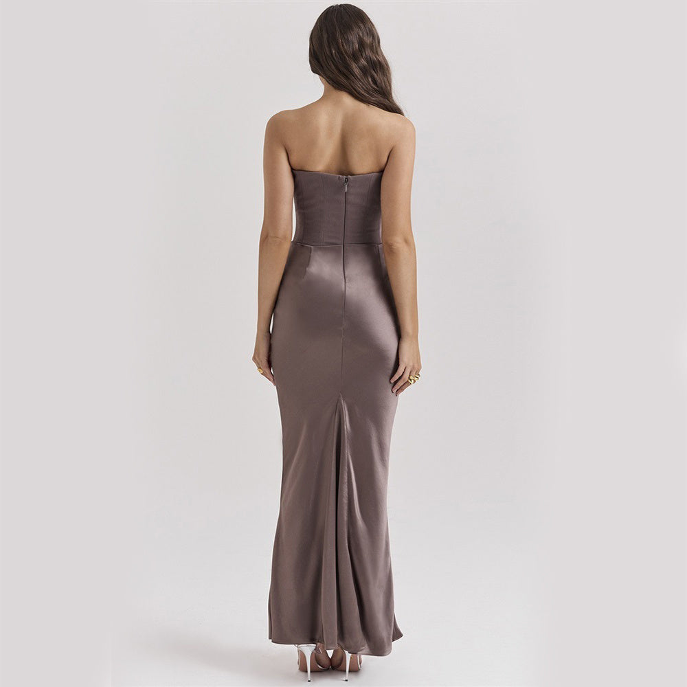 Slim Tube Top Long Dress Sexy Fashion Bandeau Backless Party Evening Dresses For Women Clothing null