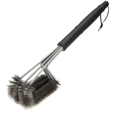 18-inch Three-head Barbecue Grill Cleaning Brush Steel Wire Oven Outdoor BBQ Tools null