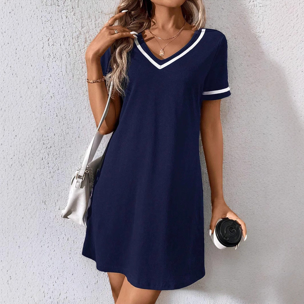 Women's Dress Black V-neck Casual Short Sleeve Dress null