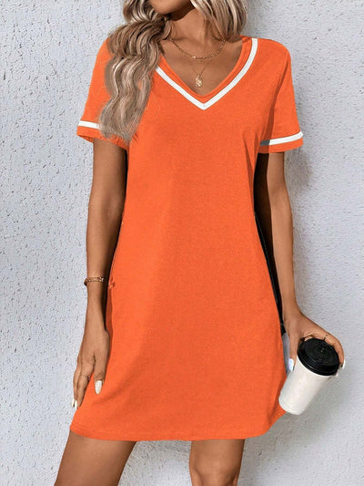 Women's Dress Black V-neck Casual Short Sleeve Dress null