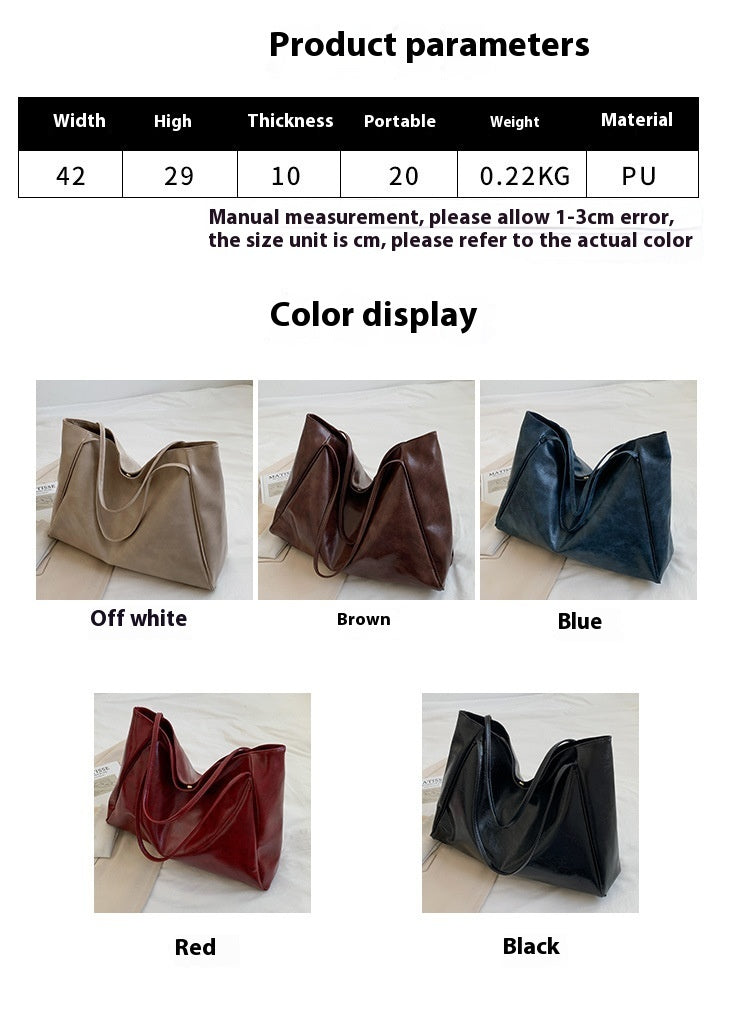 Vintage Women's Tote Bag Athletic Casual Fashion Large Capacity Leather Shoulder Bag Shopper Harajuku Simple Handbag null