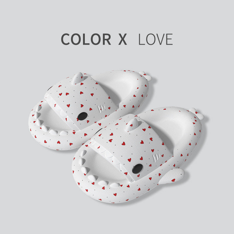 Lovers Shark Slippers Heart Print Shoes Women Men null