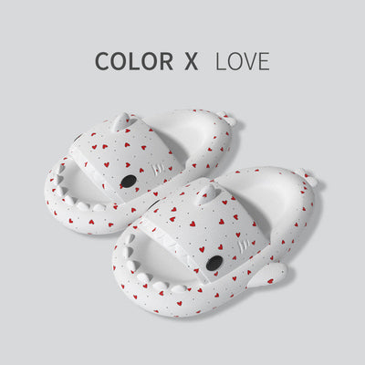 Lovers Shark Slippers Heart Print Shoes Women Men null