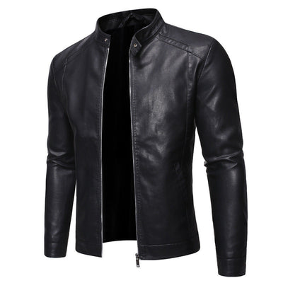 Men's Slim Casual Leather Jacket Motorcycle Jacket null