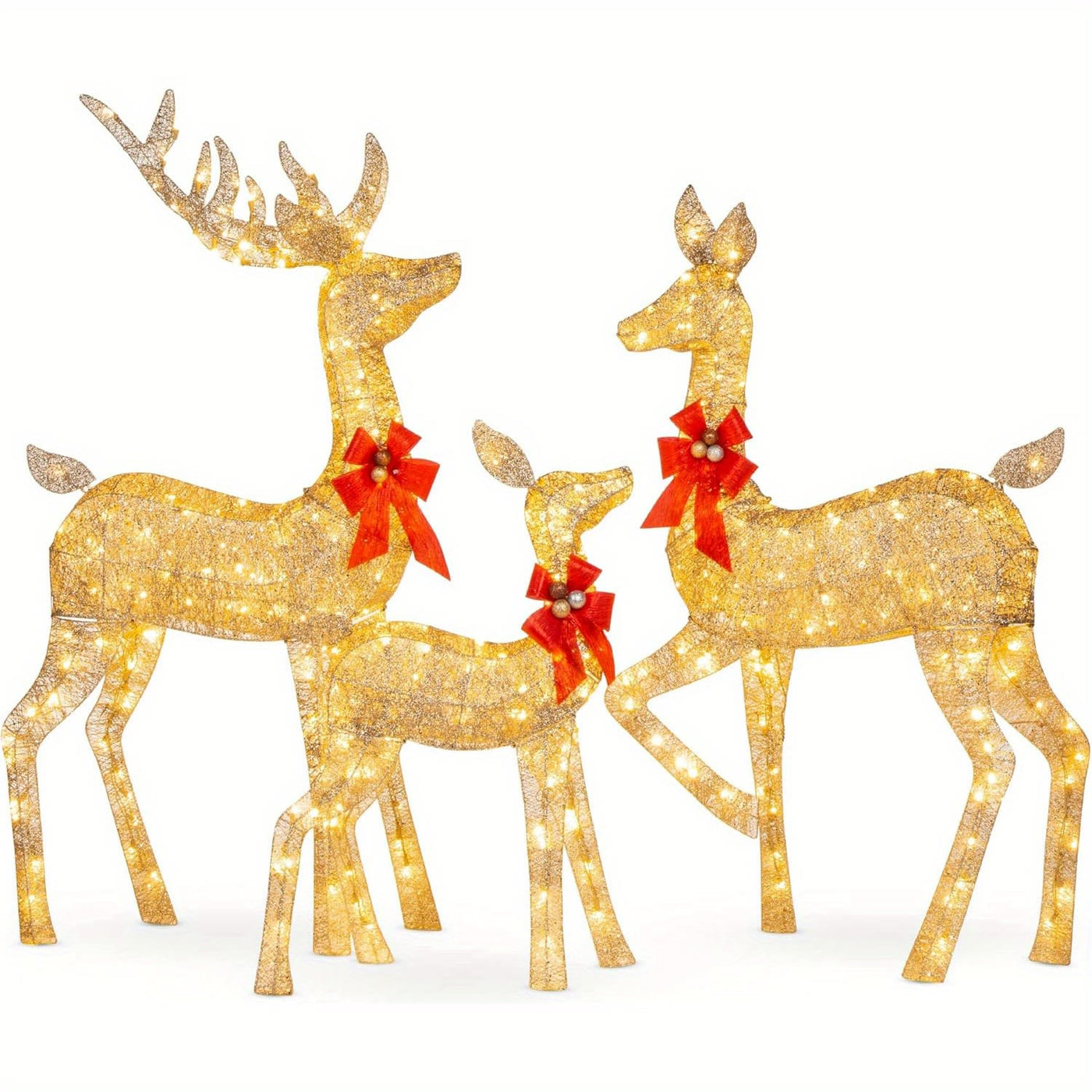 Golden Christmas Reindeer Set - 3-Piece Holiday Decoration null