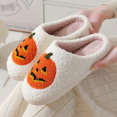 Halloween Pumpkin Cartoon Slippers Warm Winter Slippers Men And Women Couples Indoor House Shoes null