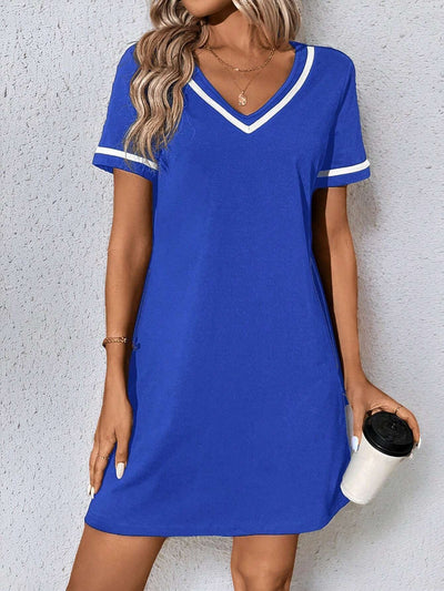 Women's Dress Black V-neck Casual Short Sleeve Dress null