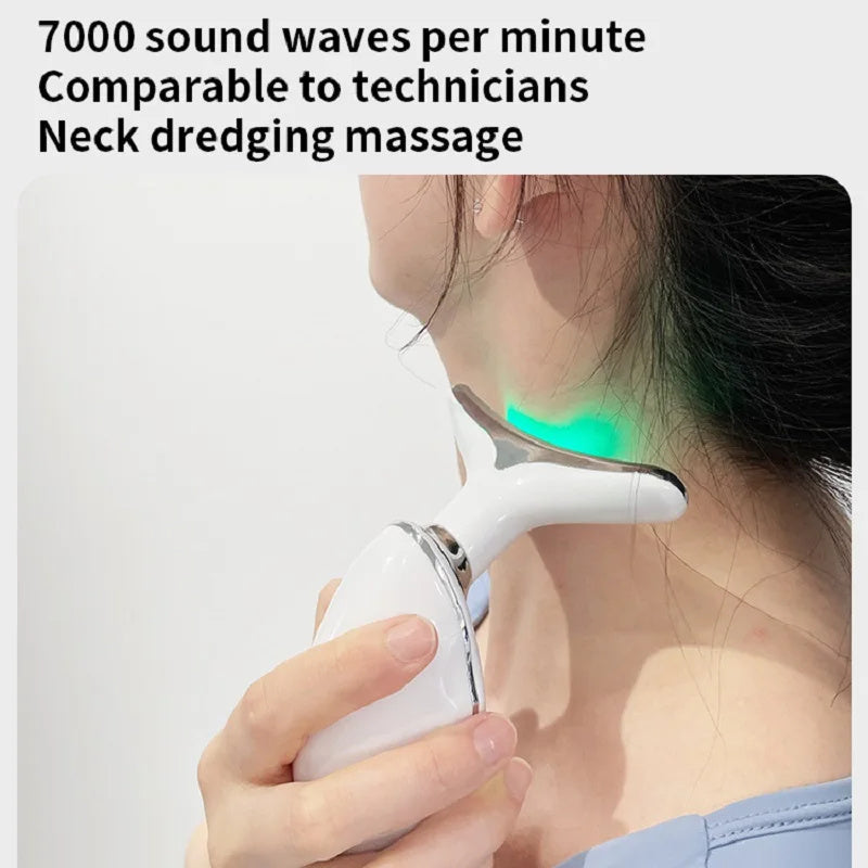 Neck Face Beauty Device Colorful LED Photon Therapy Skin Tighten Reduce Double Chin Anti Wrinkle Remove Lifting Massager null
