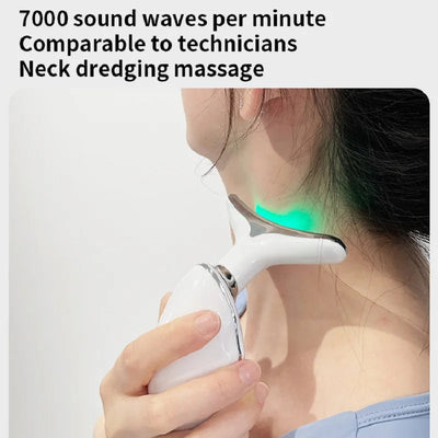 Neck Face Beauty Device Colorful LED Photon Therapy Skin Tighten Reduce Double Chin Anti Wrinkle Remove Lifting Massager null