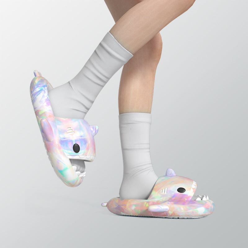 Lovers Shark Slippers Heart Print Shoes Women Men null
