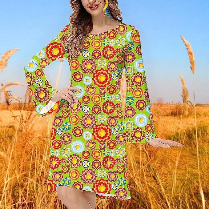 Vintage Hippie Clothing Print Women Dress Shoppers Synchrony