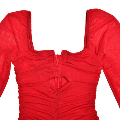 Ladies' Mesh Flounce Patchwork Long Dress null