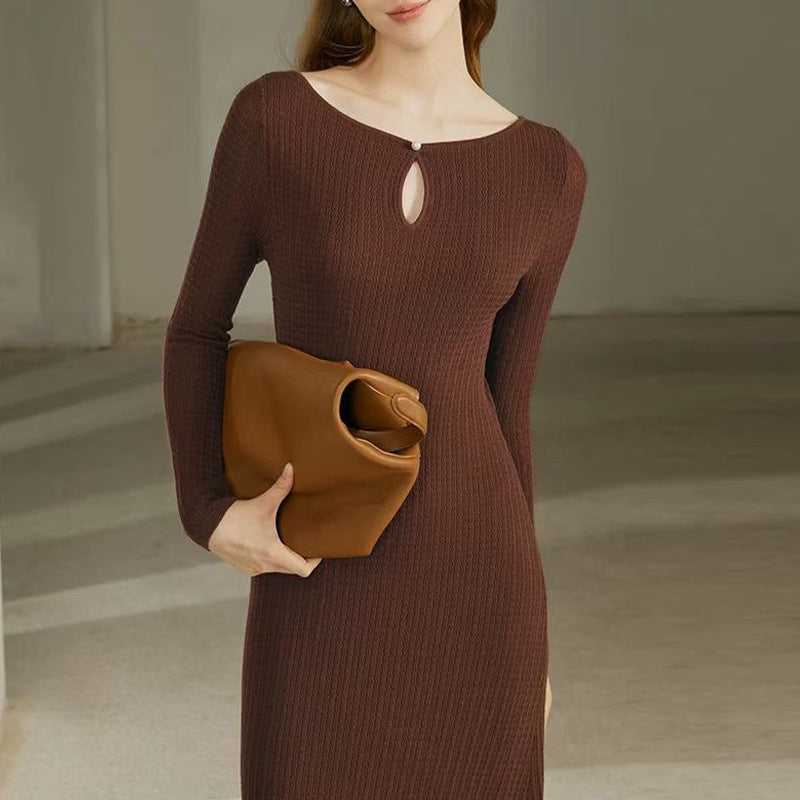 French Water Drop Collar Woolen Skirt Autumn And Winter New Base null