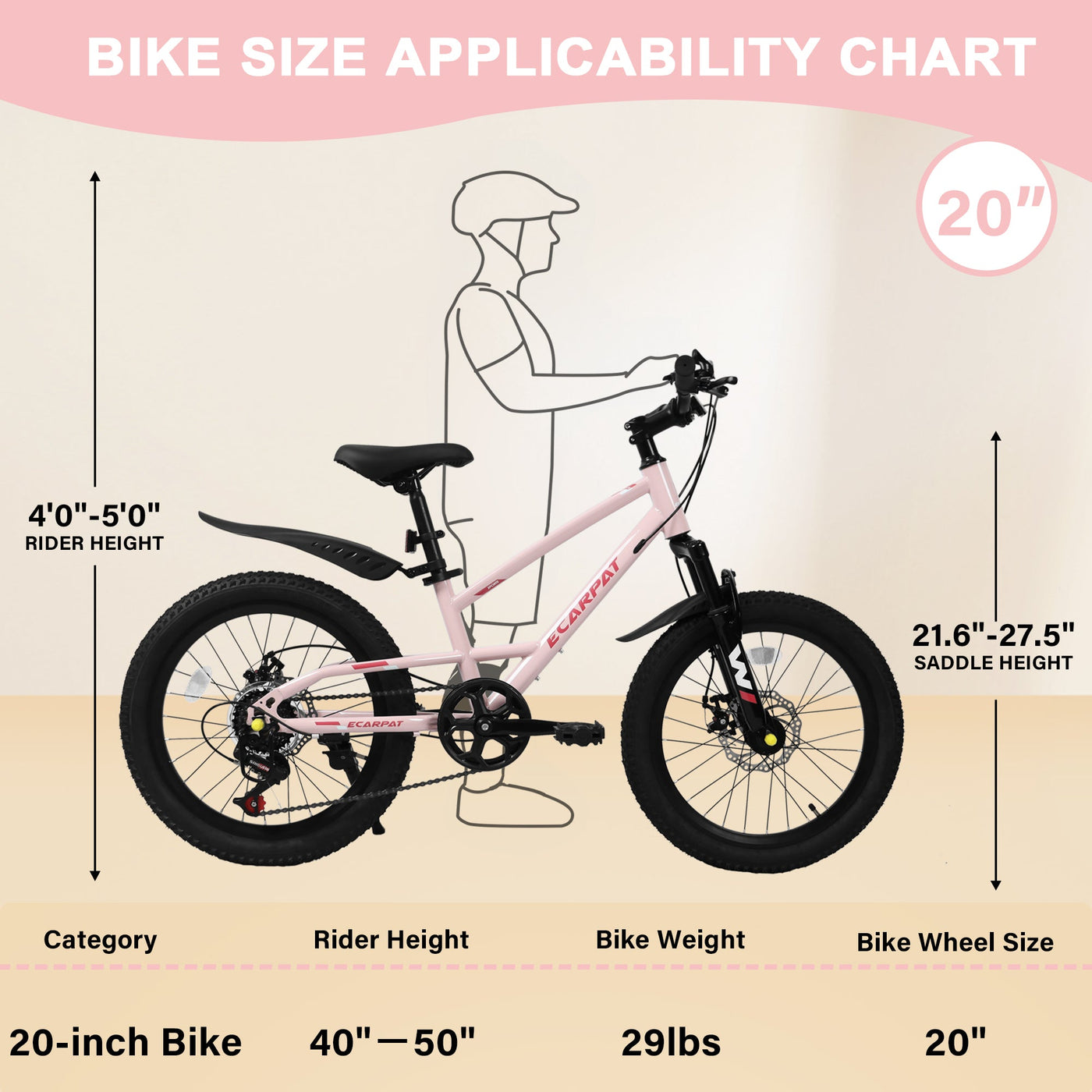 20 Inch Mountain Kids Bike For Boys & Girls, Ages 6-12, 7-Speed With Front Suspension null