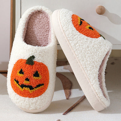 Halloween Pumpkin Cartoon Slippers Warm Winter Slippers Men And Women Couples Indoor House Shoes null