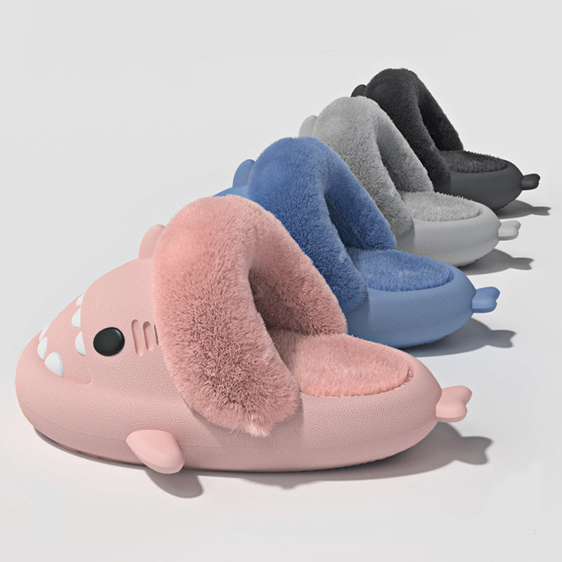 Winter Shark Slippers Detachable Warm Fuzzy Slippers Bedroom House Shoes Women null