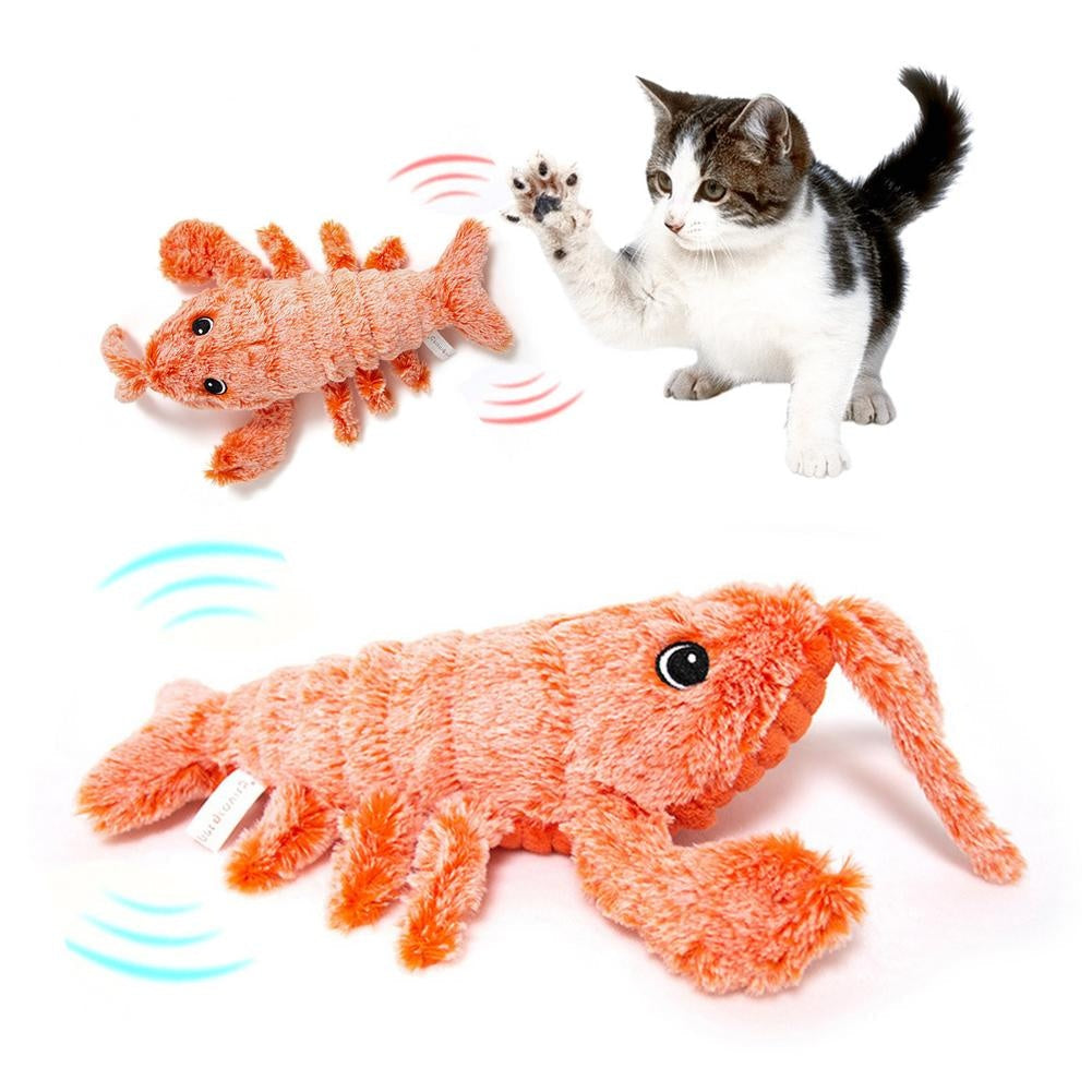 Pet Toys Electric Jumping Shrimp USB Charging Simulation Lobster Funny Cat Plush Pets Toy null