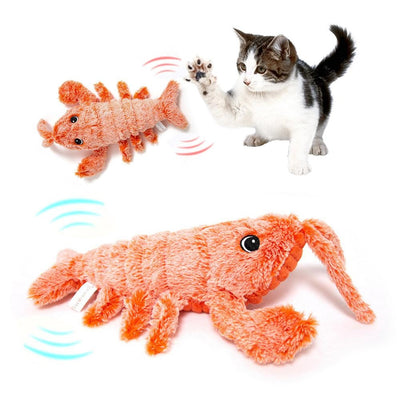 Pet Toys Electric Jumping Shrimp USB Charging Simulation Lobster Funny Cat Plush Pets Toy null