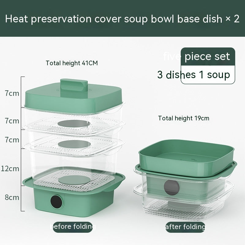 Multi-layer Dish Cover Heat Preservation Kitchen Cover Dining Table Leftover Storage Box Transparent Stack Cooking Hood Steamer null